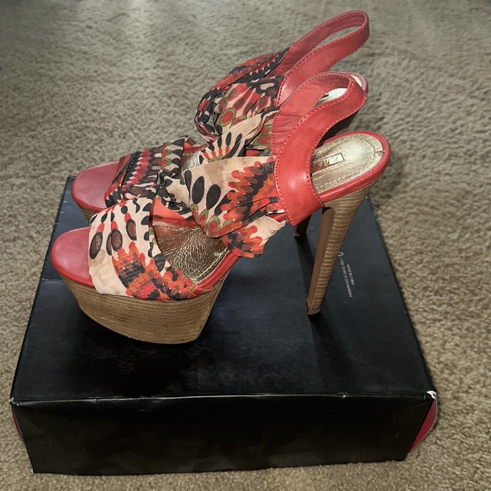 Multi Colored Red Platform Heels - image 2